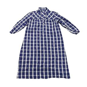 LL Bean Vintage Plaid Nightgown Night Dress Pajamas Blue Red White Size Small